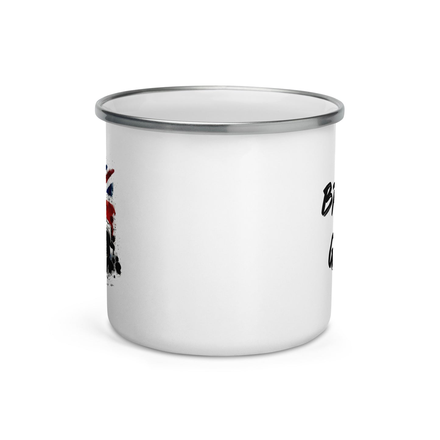 British-Garage-Emailletasse mit 110er-Defender-Aufdruck