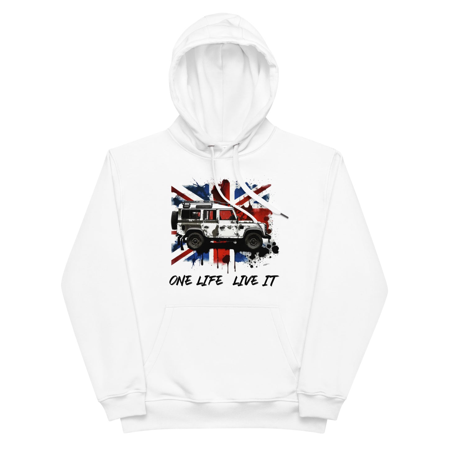 Hochwertiger Öko Kapuzenpullover - Defender 110 - ONE LIFE LIVE IT