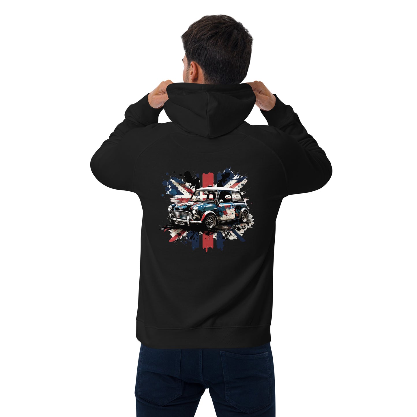 Unisex Bio-Raglan-Hoodie Mini Back Black