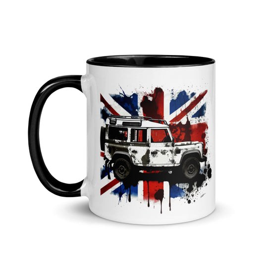 British-Garage-Tasse mit Defender110-Aufdruck
