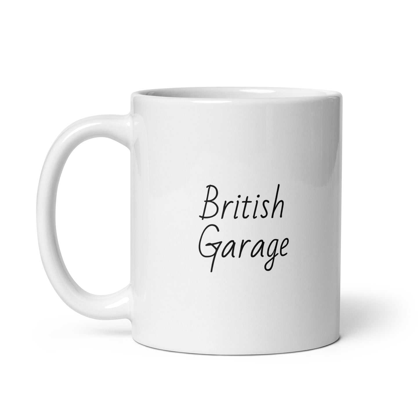 British-Garage-Tasse mit Jaguar XJ8 / X308 Aufdruck