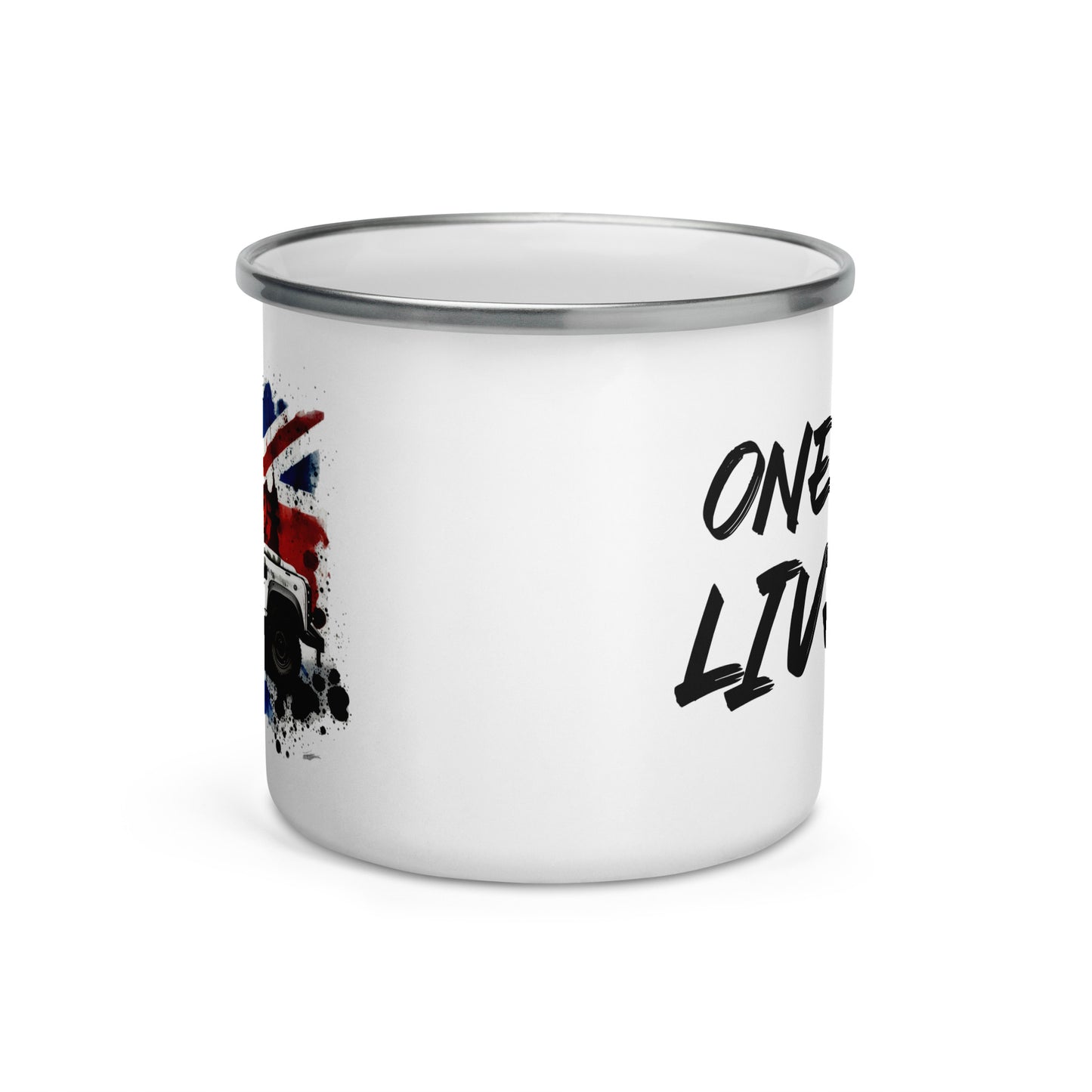 British Garage Emailletasse Defender 110 - ONE LIFE  LIVE IT