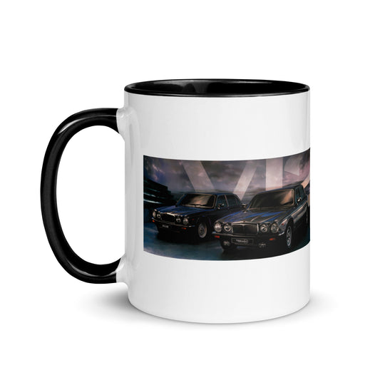 British-Garage-Tasse mit Jaguar V12 Tasse mit farbiger Innenseite | Jaguar Serie III Tasse