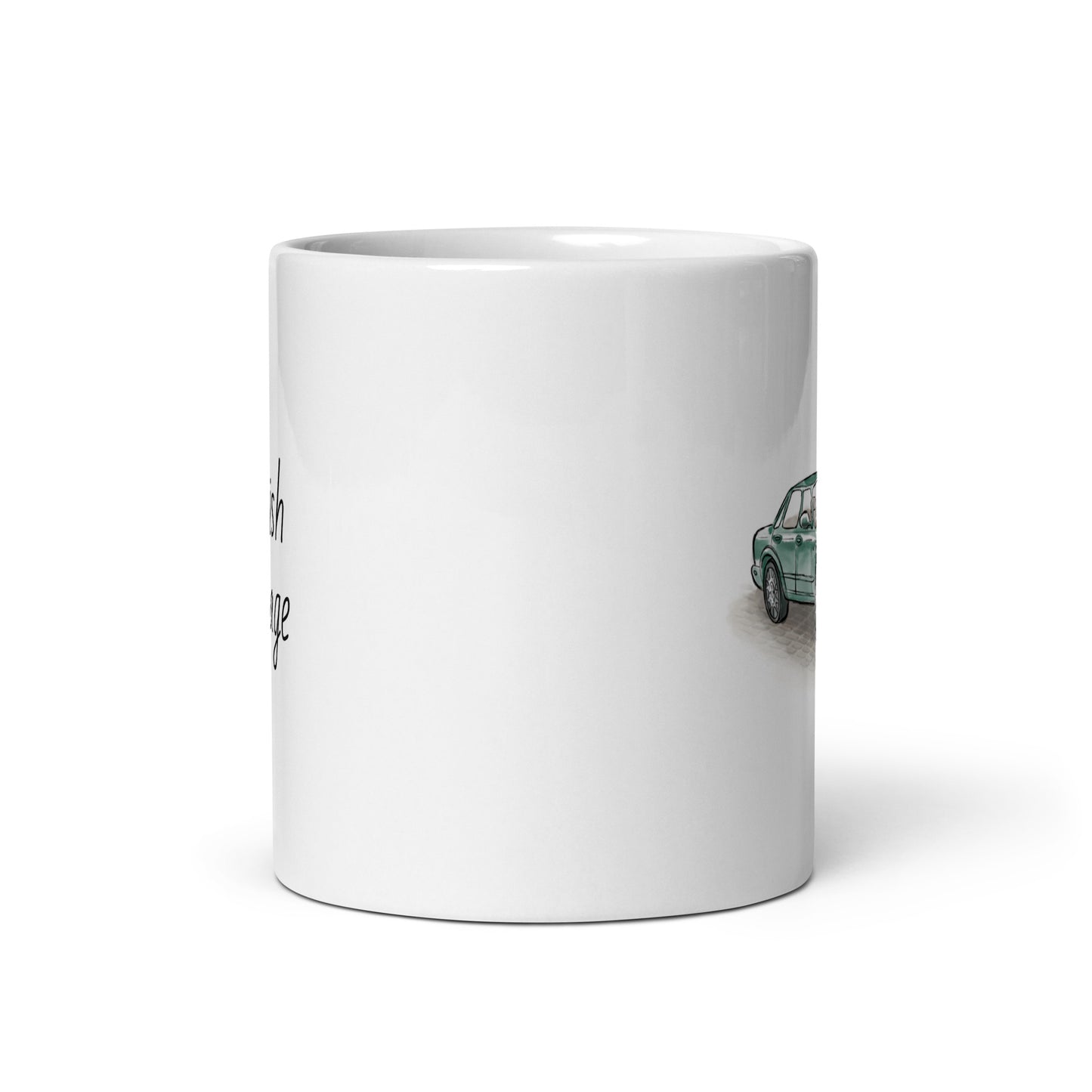 British-Garage-Tasse mit Jaguar XJ8 / X308 Aufdruck